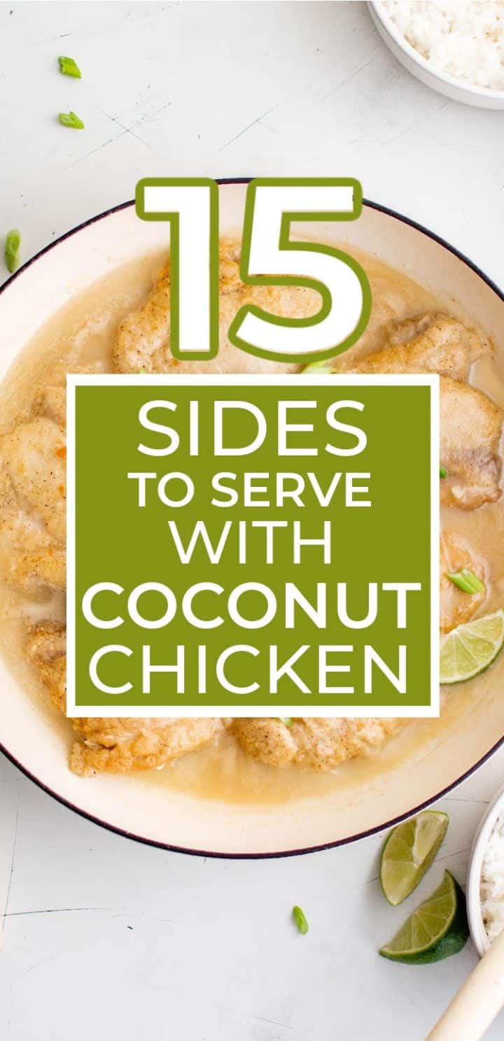 Pan of coconut chicken with lime.