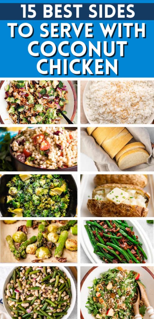 Collage showing photos of side dishes for chicken.