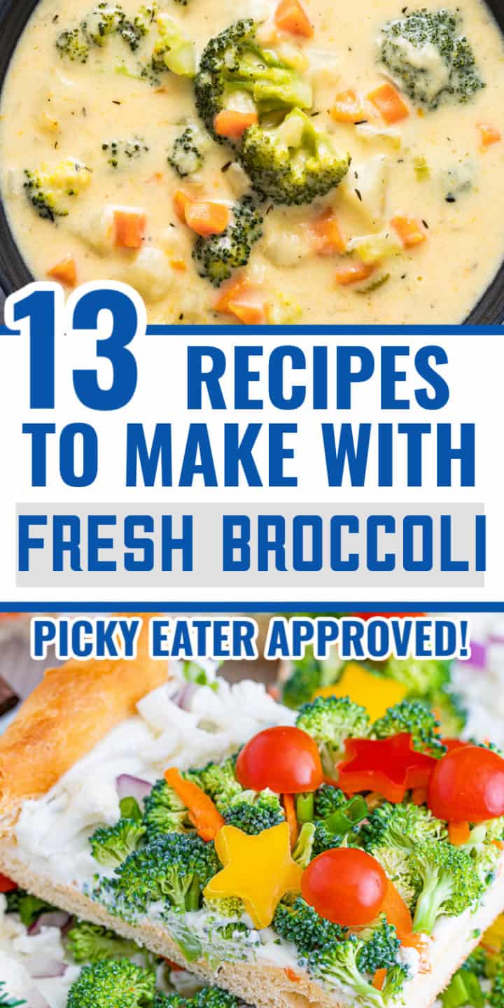 Two photos of recipes with broccoli.