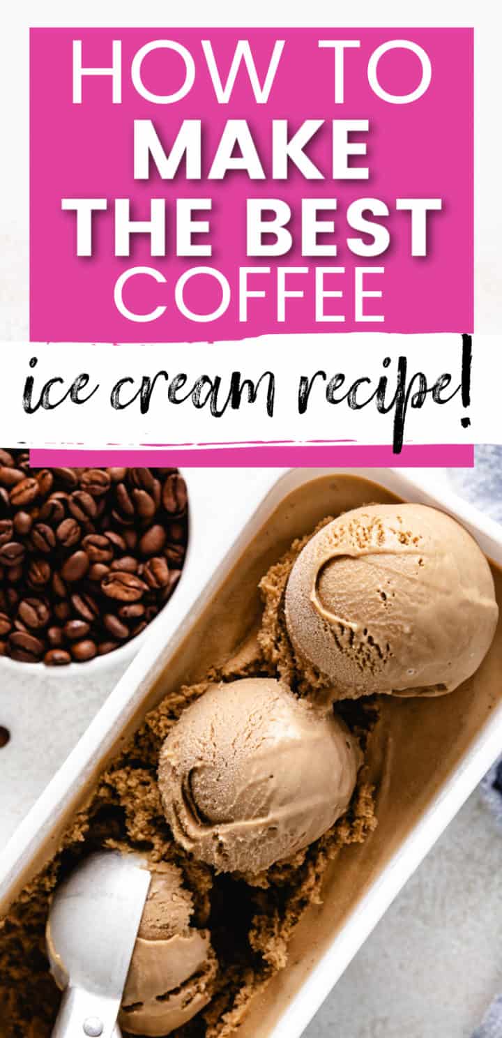 Ice cream scoop scooping coffee ice cream.
