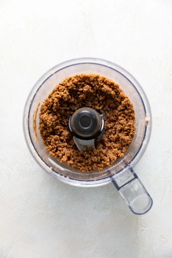 Cinnamon crumb filling in a food processor.