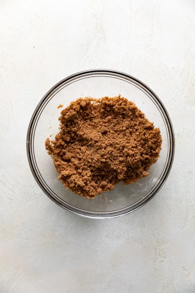 Bowl of cinnamon filling for pumpkin coffee cake.