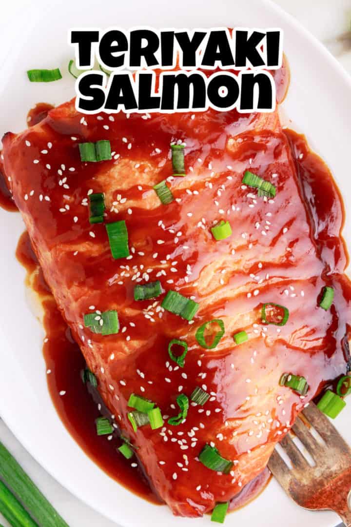 Top down view of a salmon steak on a plate.