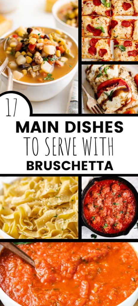 Soup, pasta, and meatballs to serve with bruschetta.