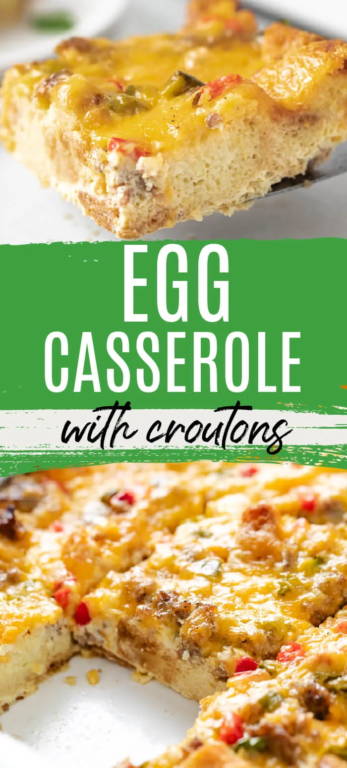 Two photos of egg casserole.