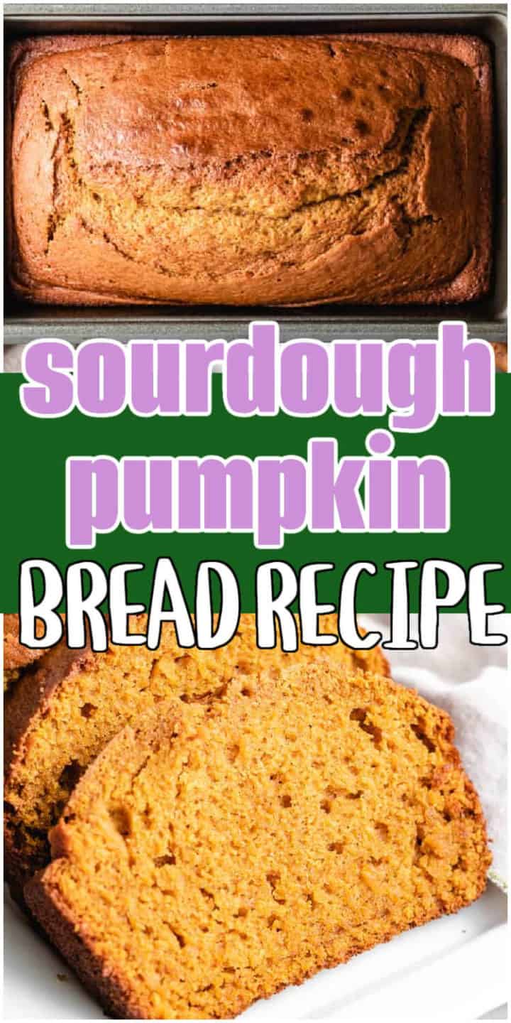 Two pictures of fall flavored bread in a collage.