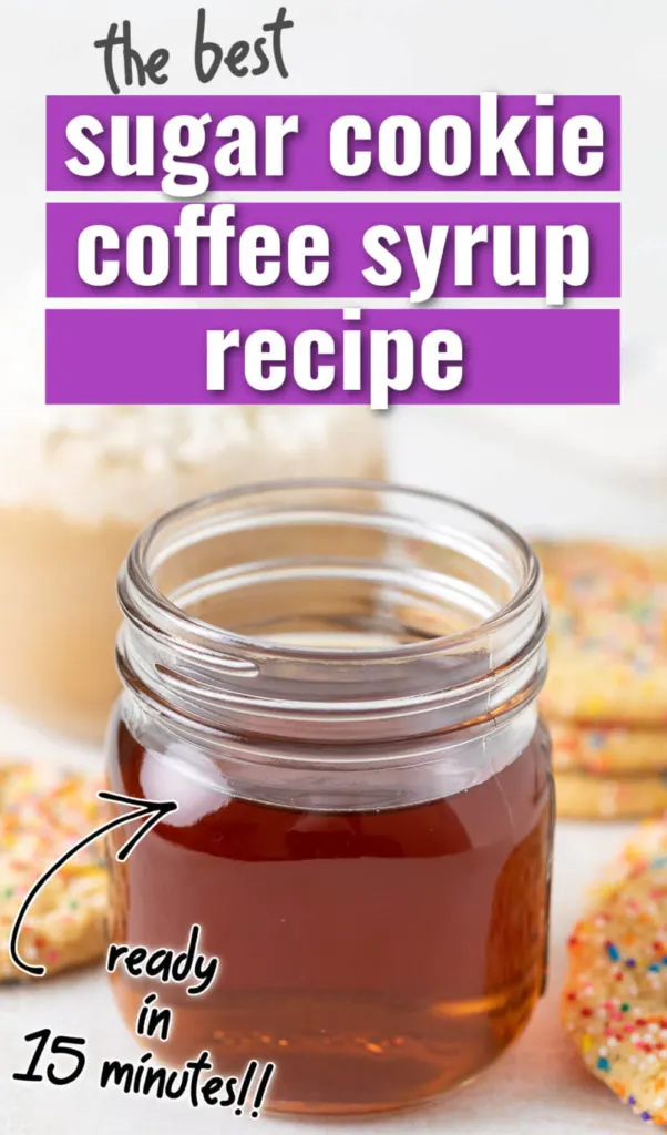 Sugar cookies next to a jar of simple syrup.