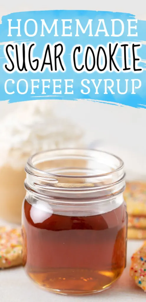 Mason jar filled with cookie flavored coffee syrup.