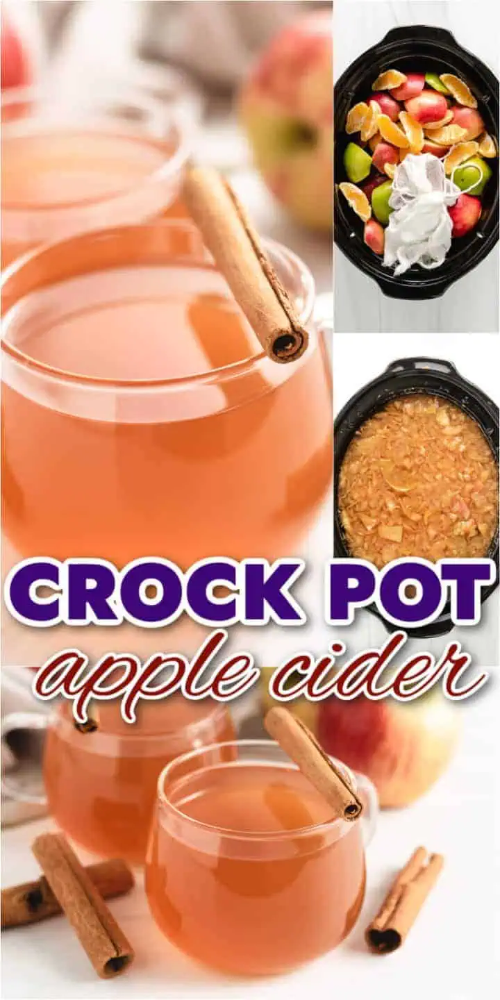 Collage showing how to make crock pot apple cider.