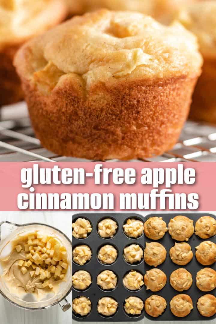 Collage showing how to make apple cinnamon muffins.