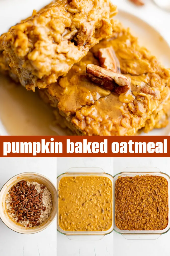 Collage showing how to make baked oatmeal.