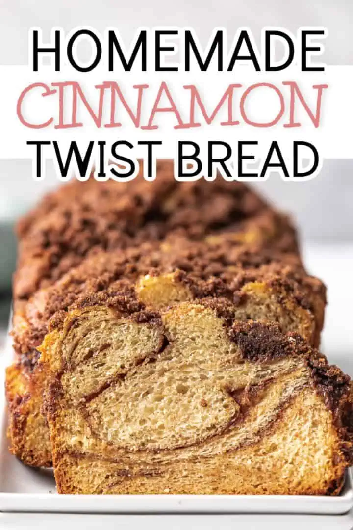 Close up view of sliced cinnamon swirl bread.