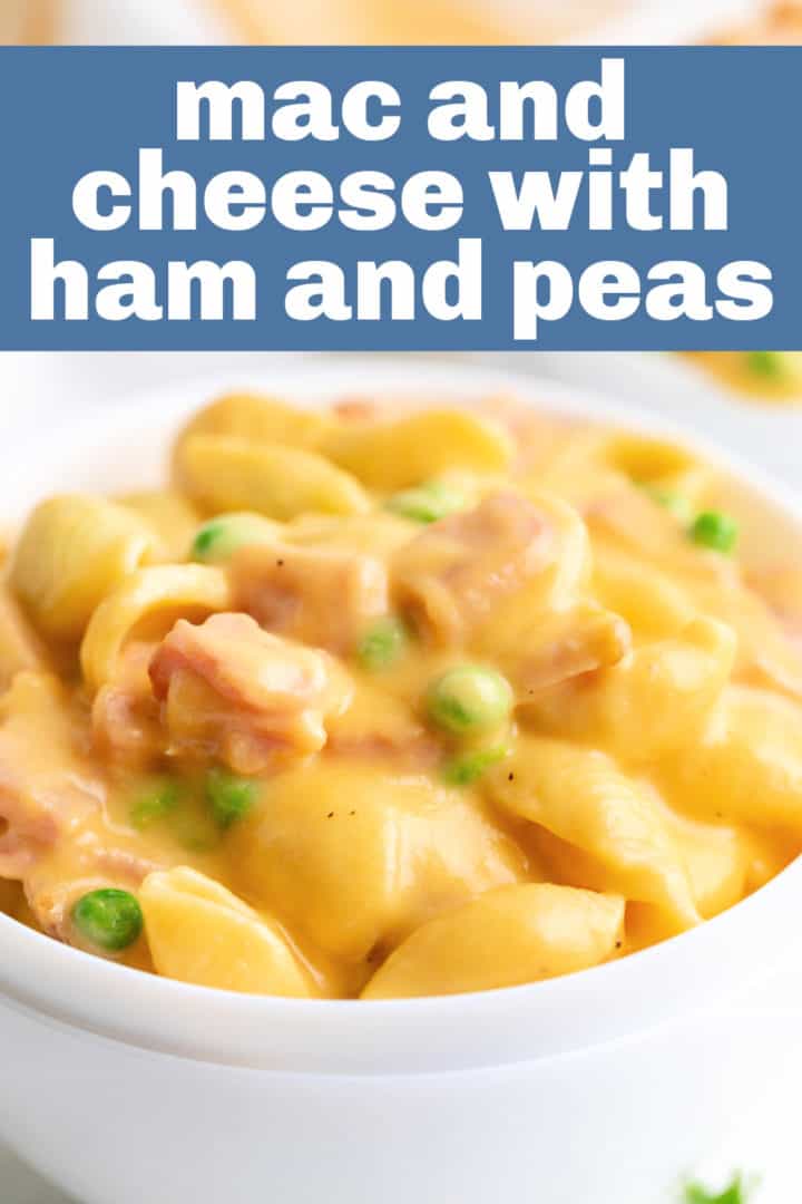 Peas and ham with mac and cheese.