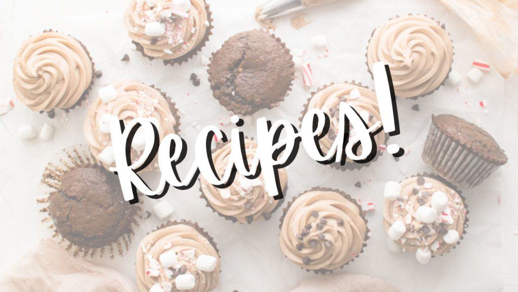 Top down view of a batch of hot chocolate cupcakes with text overlay.