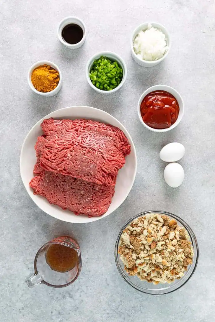 Ingredients for stovetop stuffing meatloaf.