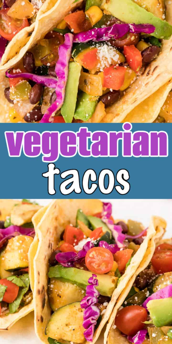 Vegetarian tacos photos in a collage.