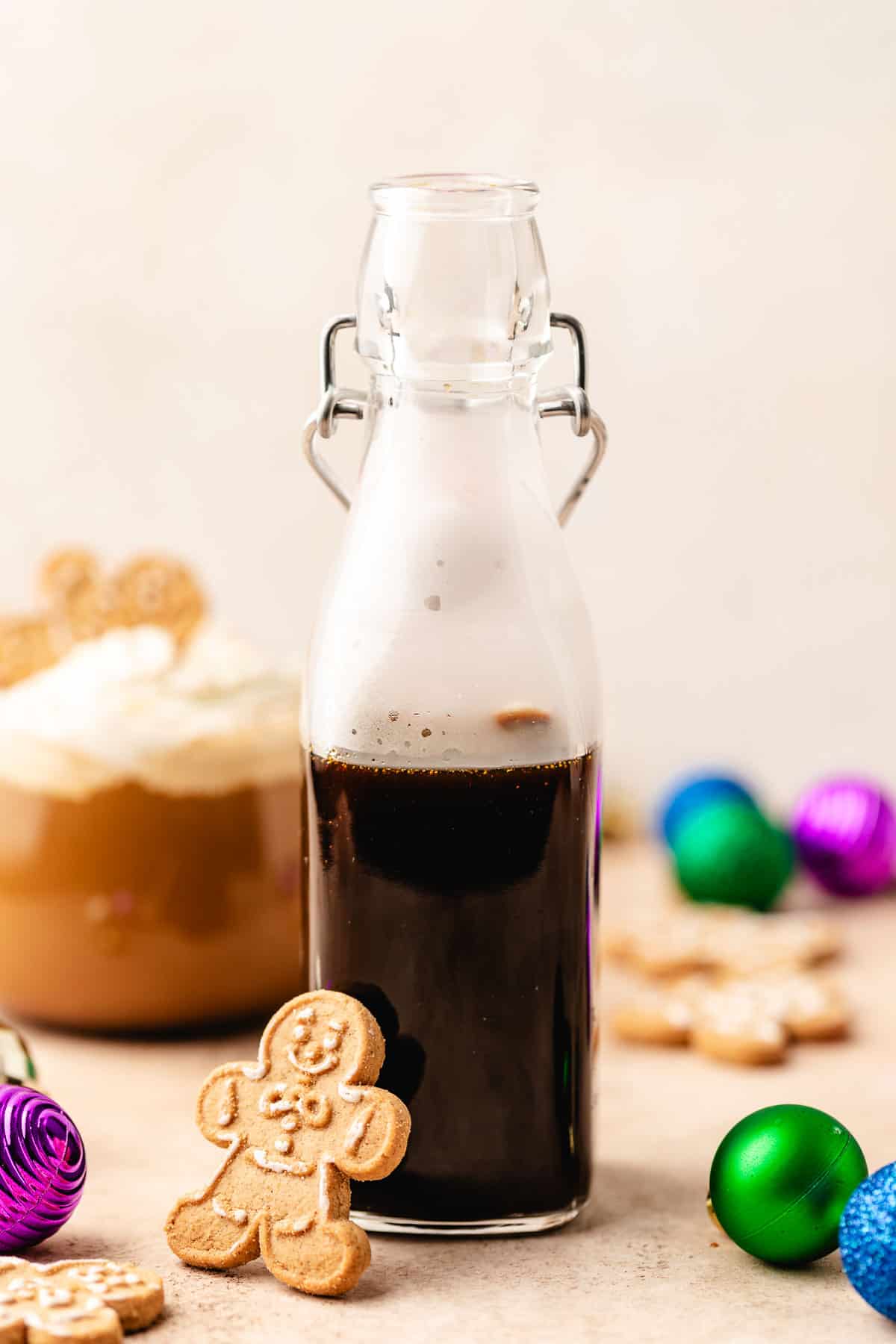 Jar of gingerbread simple syrup.