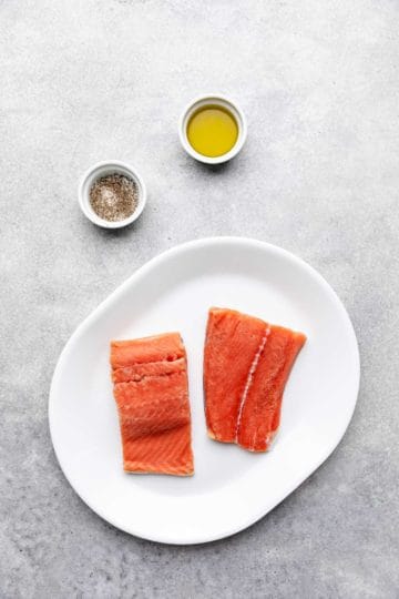 Ingredients needed to make air fryer salmon.