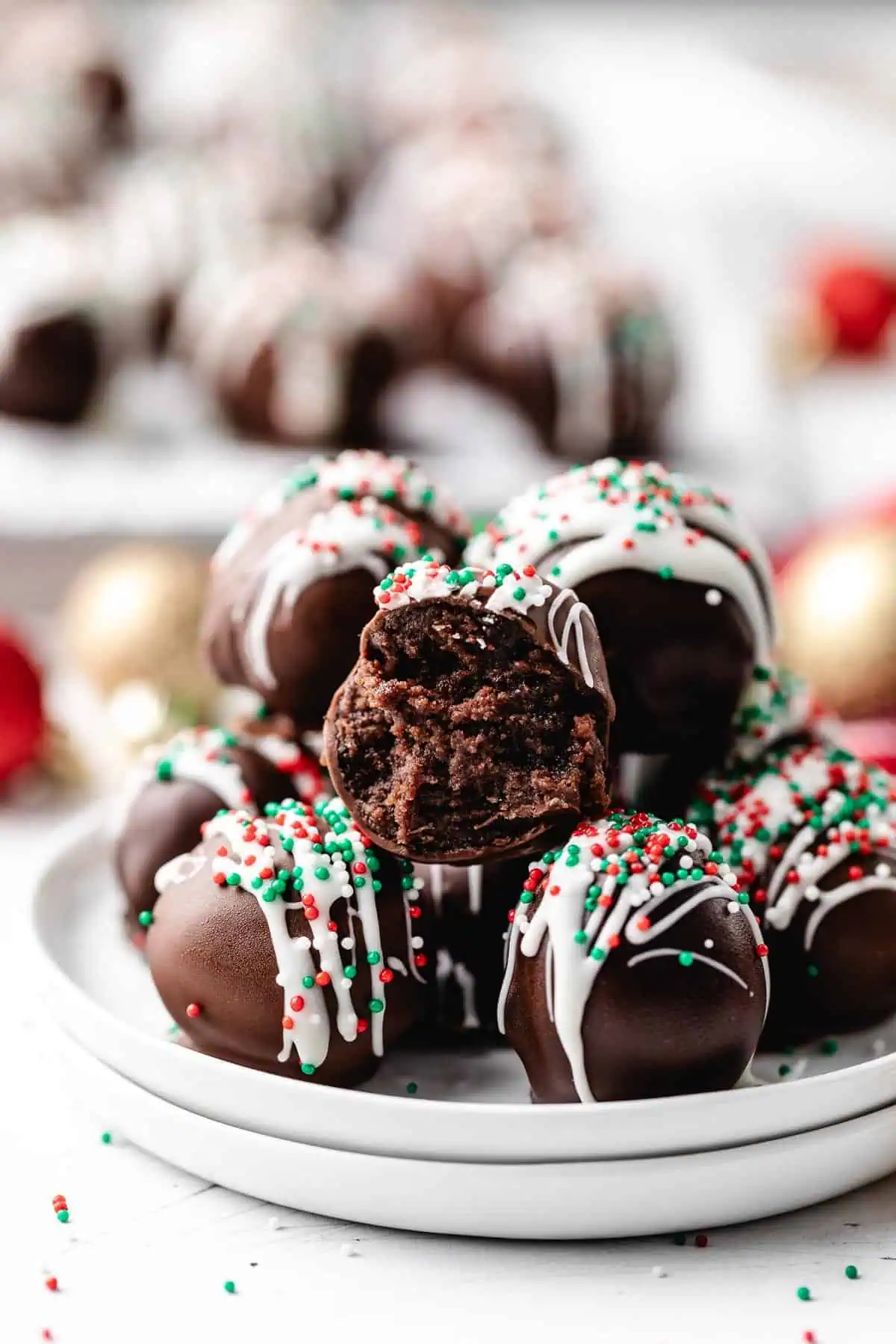 Chilled truffles on two plates.