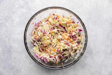 Coleslaw mixed in a bowl.