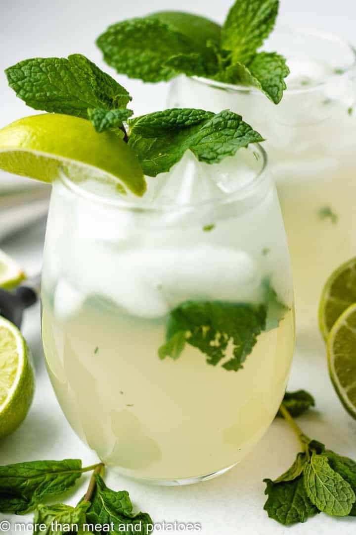 Mocktail in a glass with mint.