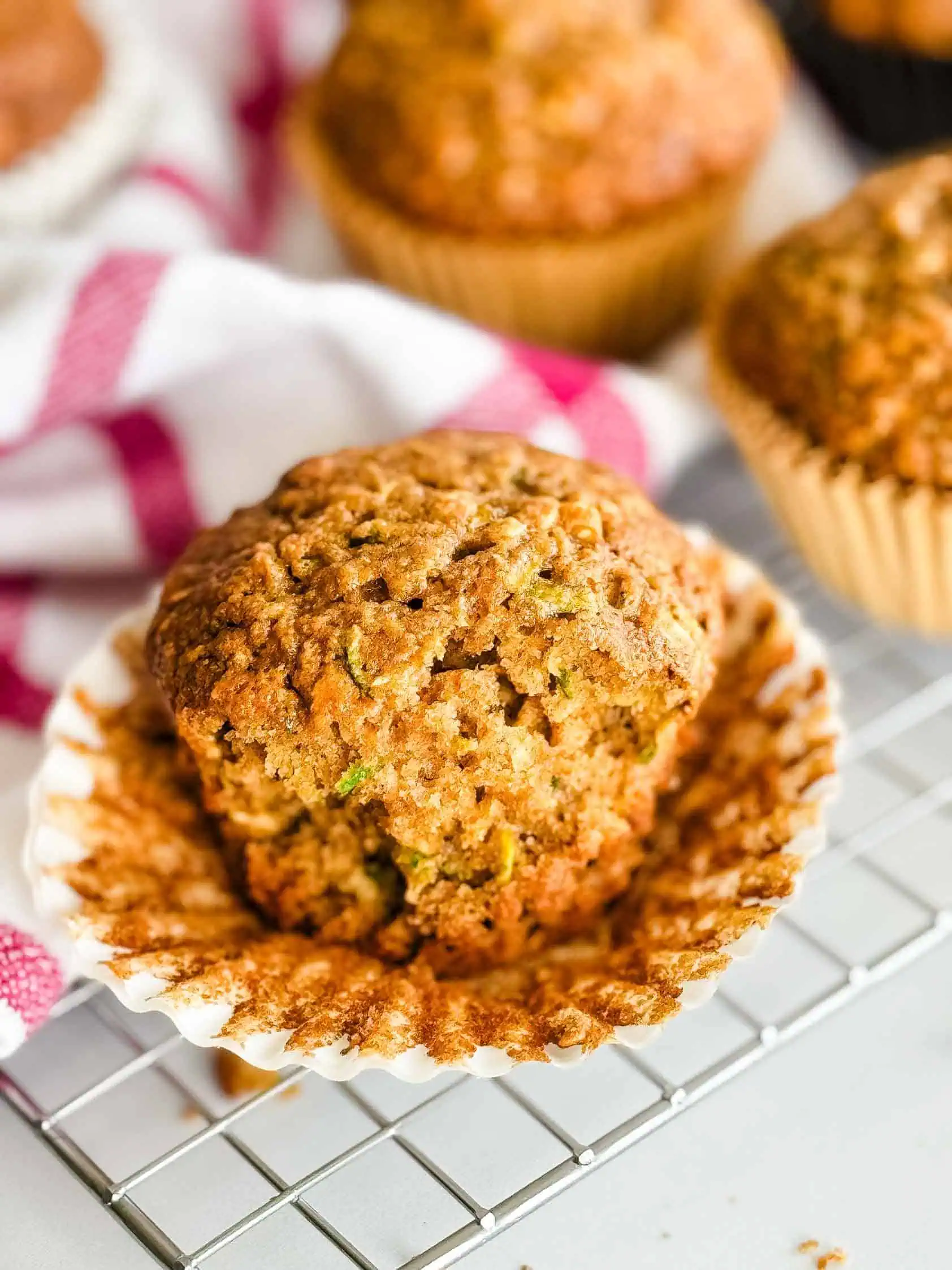 Zucchini muffin torn apart.