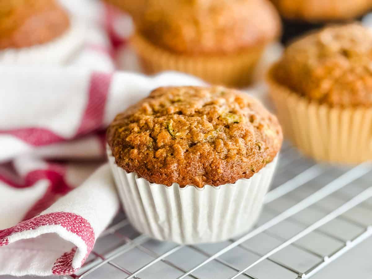 Muffin on a cooking rack.