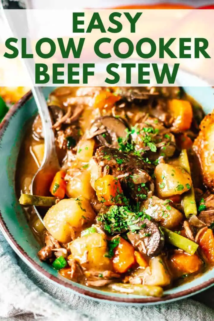 Delicious beef stew made with tender stew meat and vegetables in a slow cooker, ideal for healthy and easy homemade beef recipes.