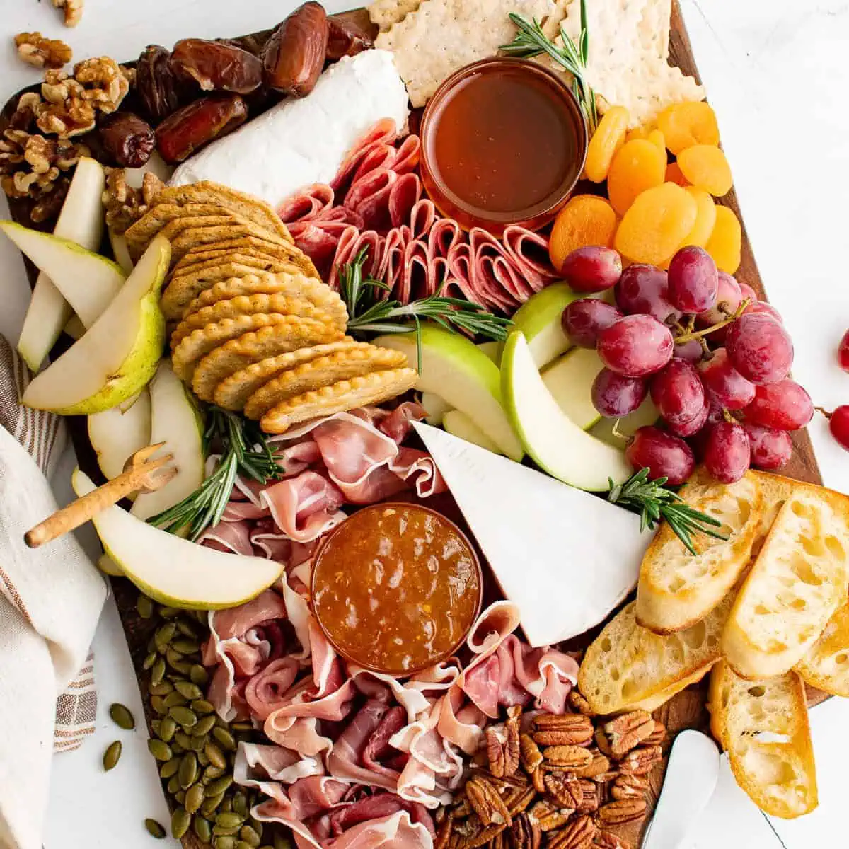 Close up view of fall snack board.