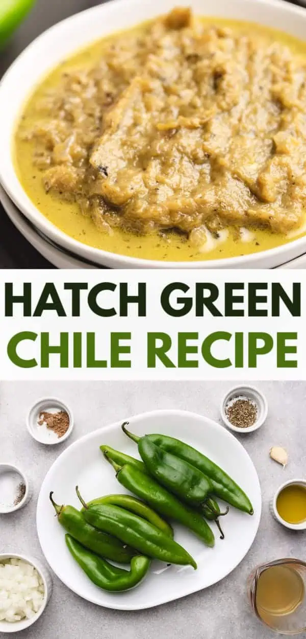 A bowl of creamy green chile sauce made with roasted hatch chiles.