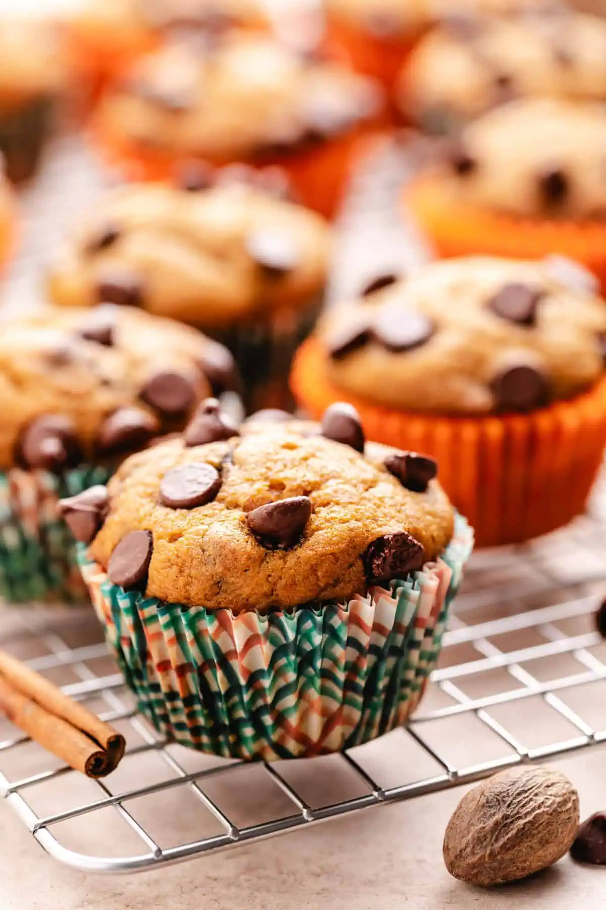 Pumpkin chocolate chip muffins recipe showcasing soft homemade muffins with spiced pumpkin and rich chocolate chips.