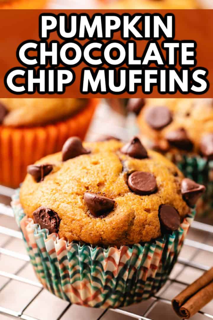 Moist and chocolatey pumpkin chocolate chip muffins, a perfect viral fall baking recipe, featuring the best pumpkin muffin recipe for food boards.