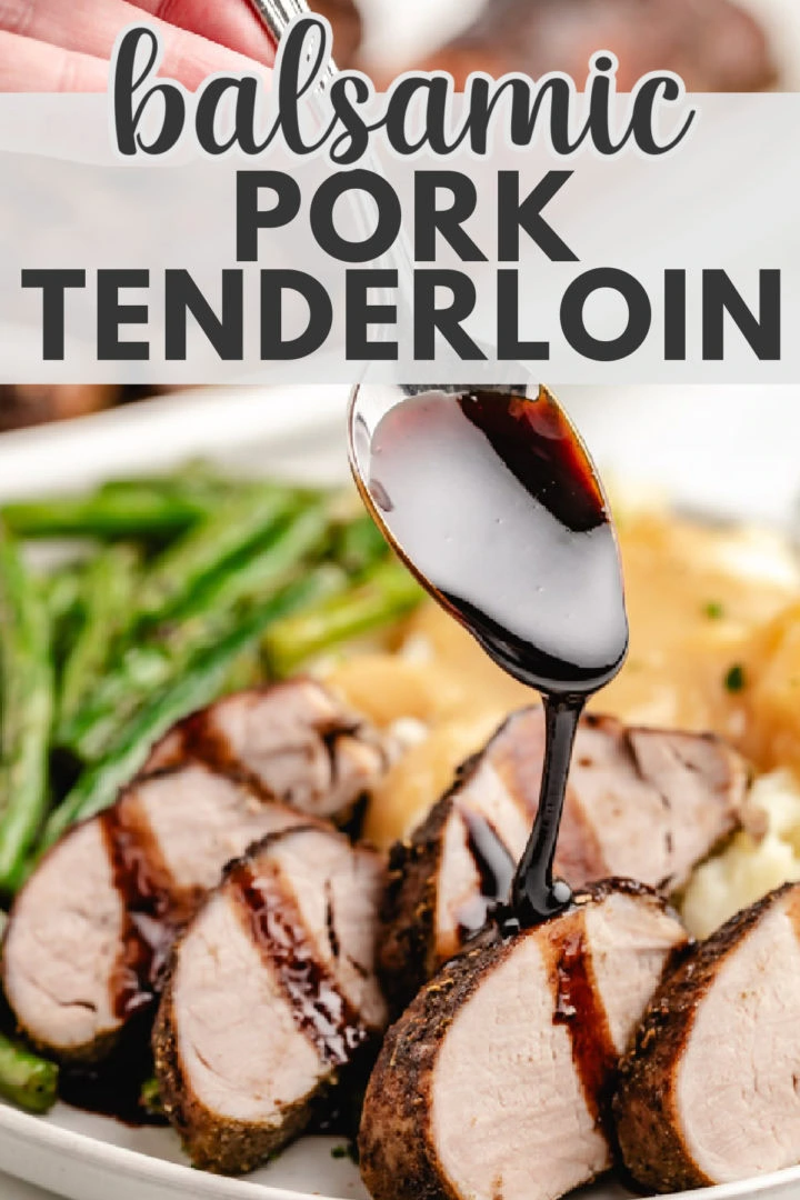 Glazed pork tenderloin on a plate.