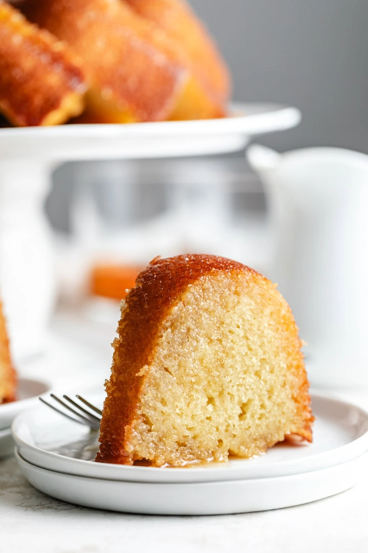 Slice of cake next to a fork.