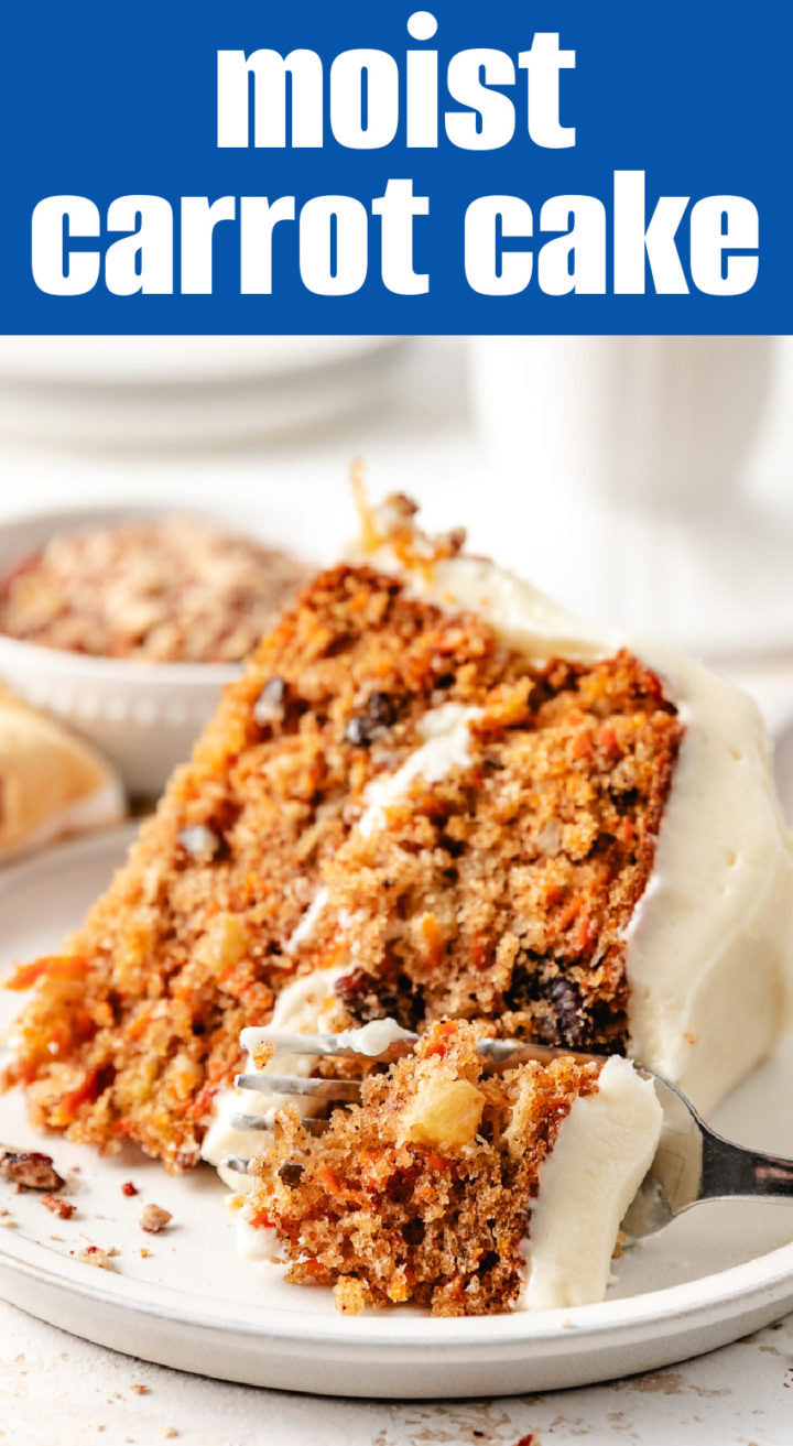 Bite of cake on a fork.