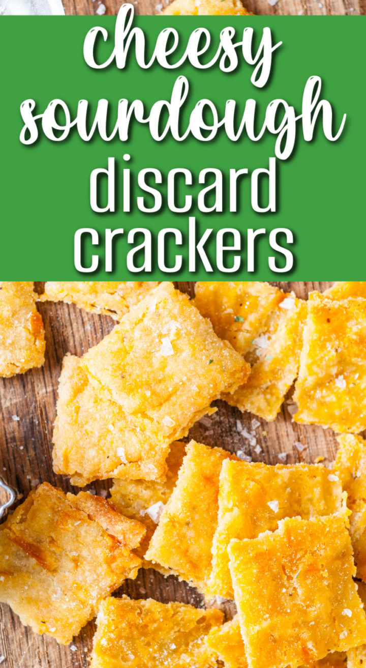 Overhead view of cheesy sourdough crackers.