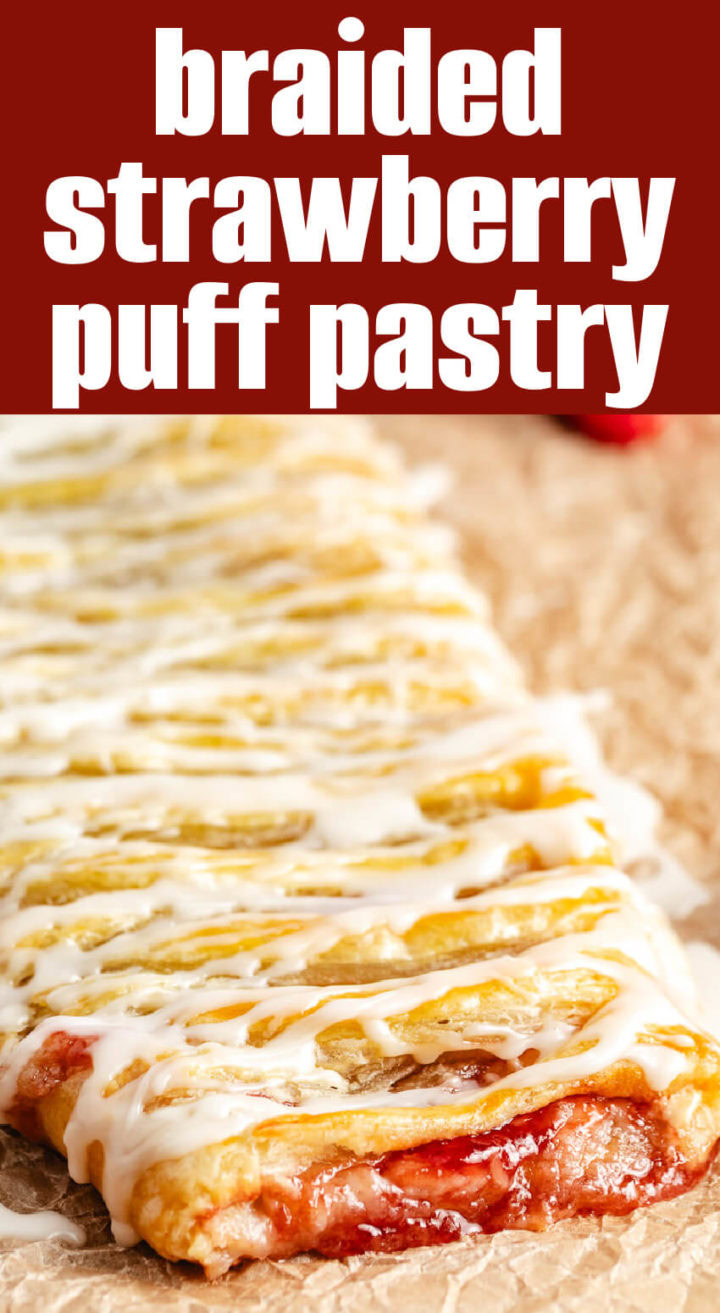 Strawberry and cream cheese filled danish on parchment.