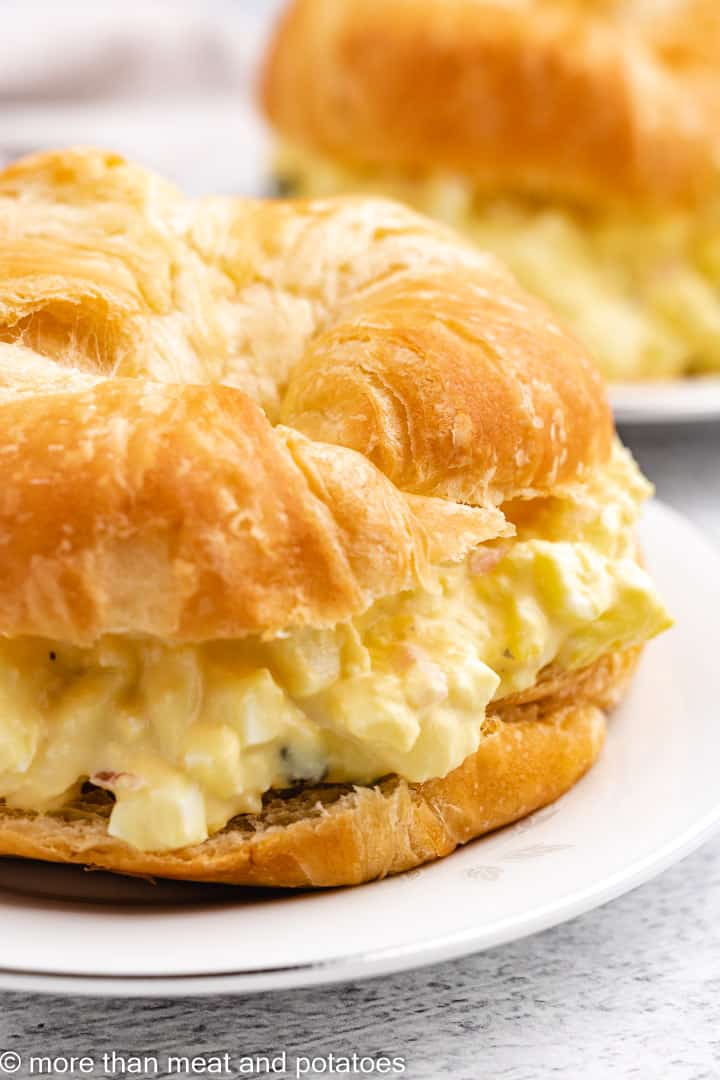 Egg salad on a croissant.