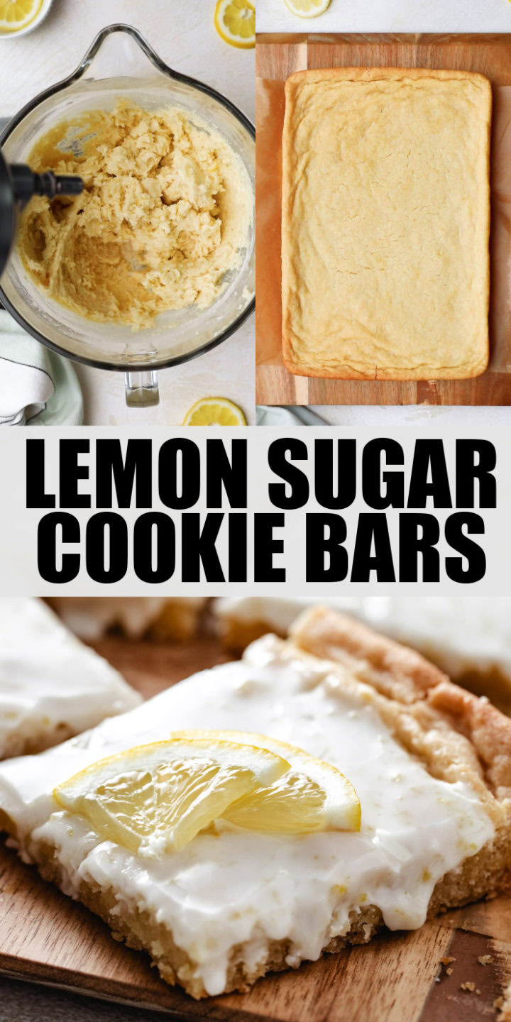Lemon sugar cookie bars on a cutting board.