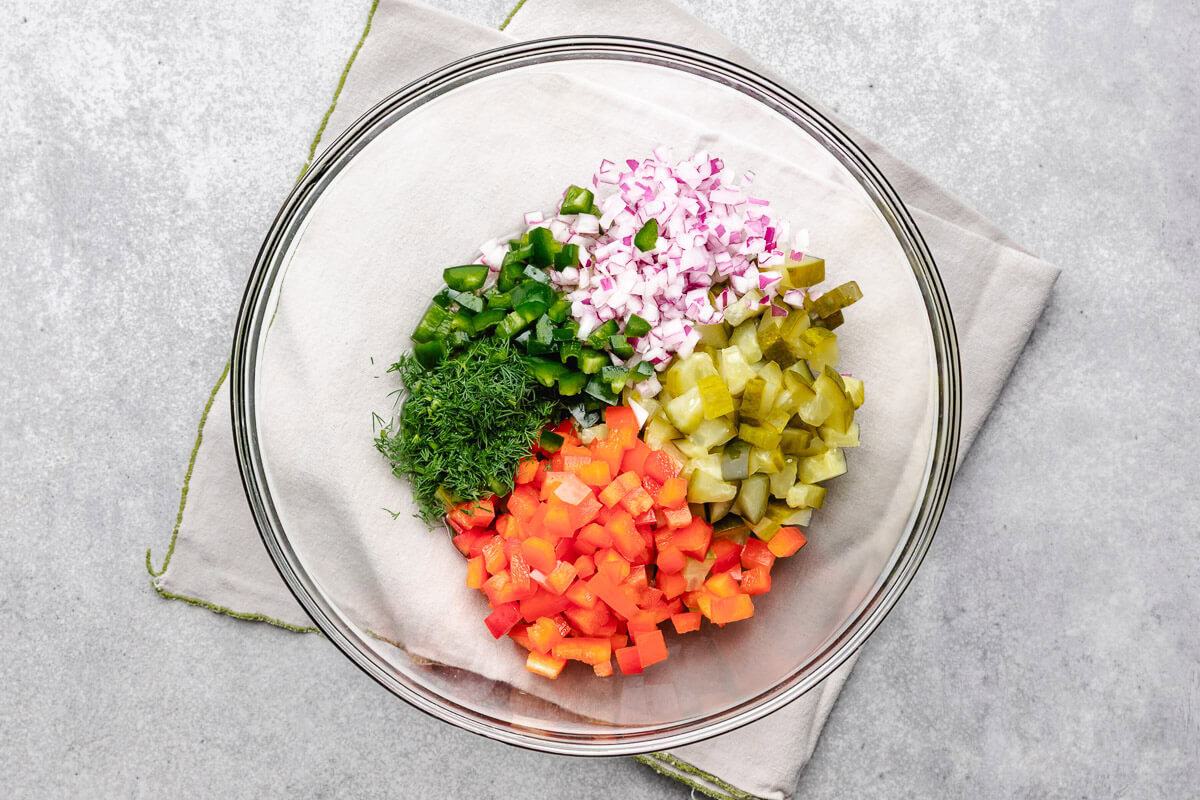 Pickle De Gallo Pickle de gallo ingredients in a bowl.