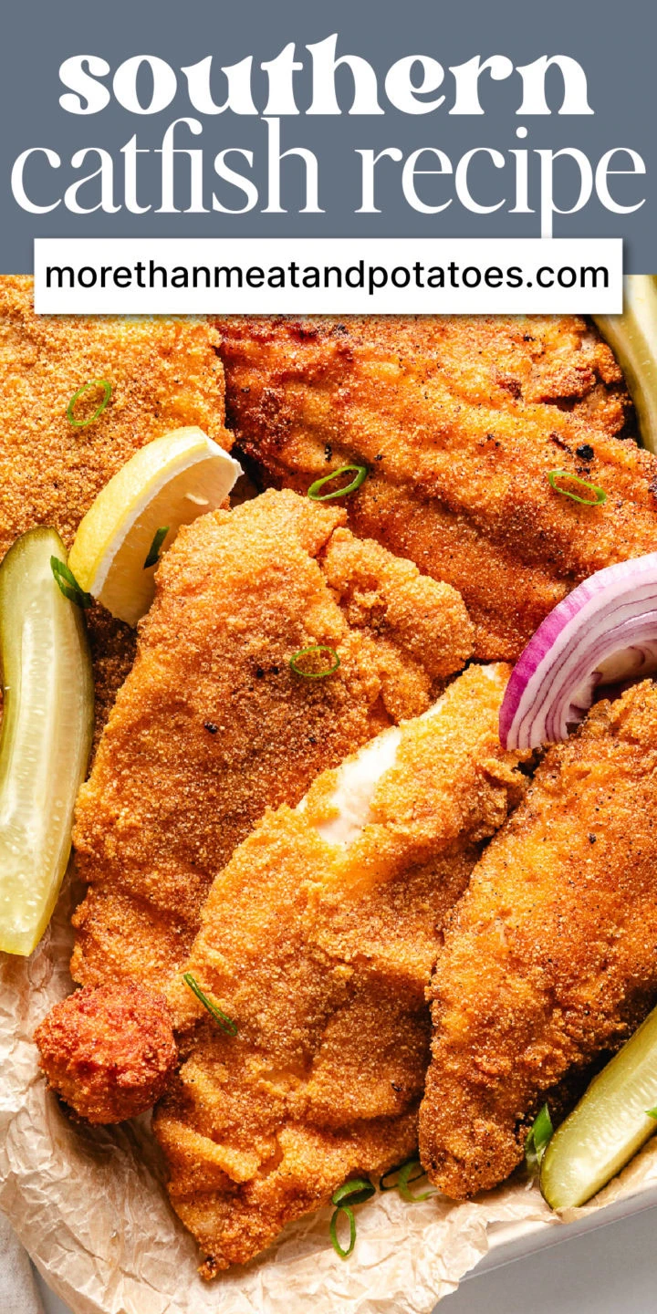 Fried catfish on a pan.