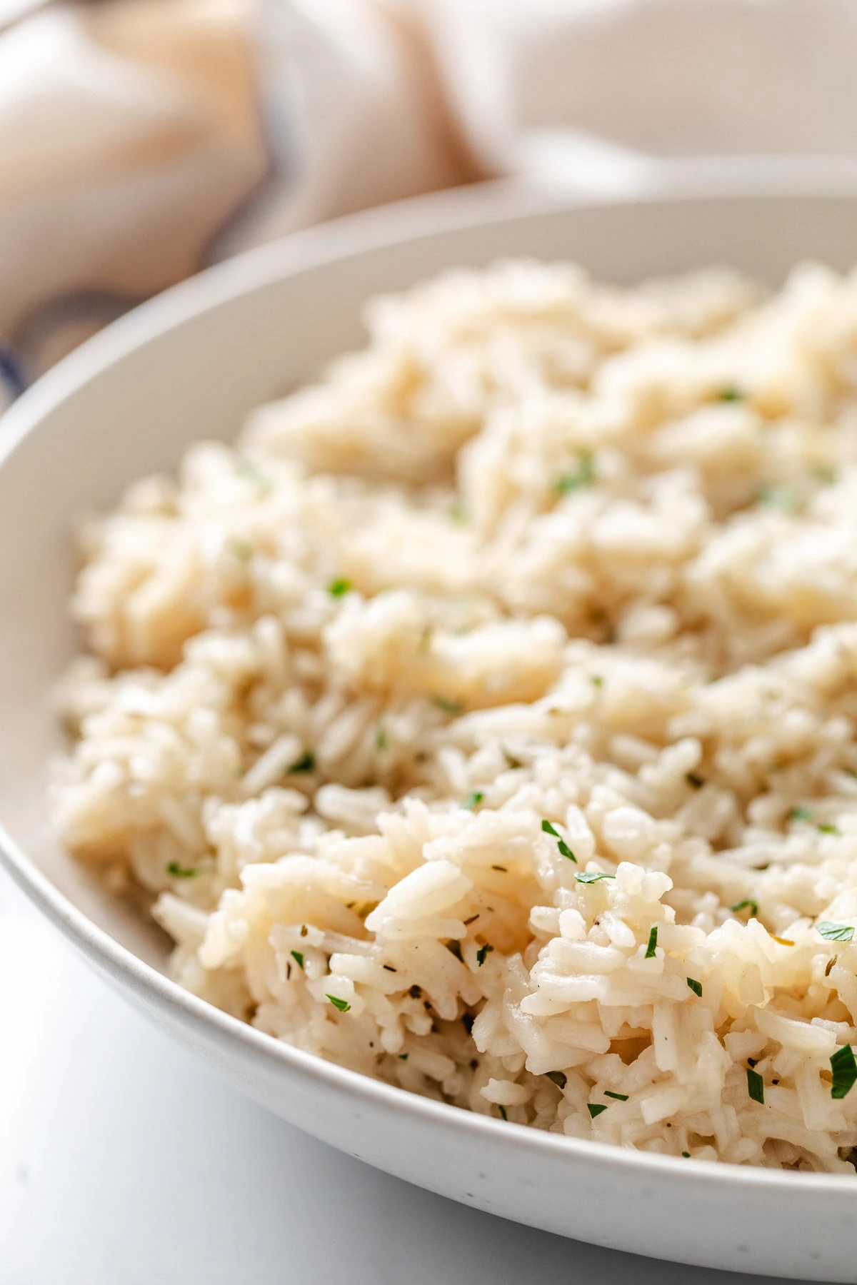 Herb rice in a serving dish.