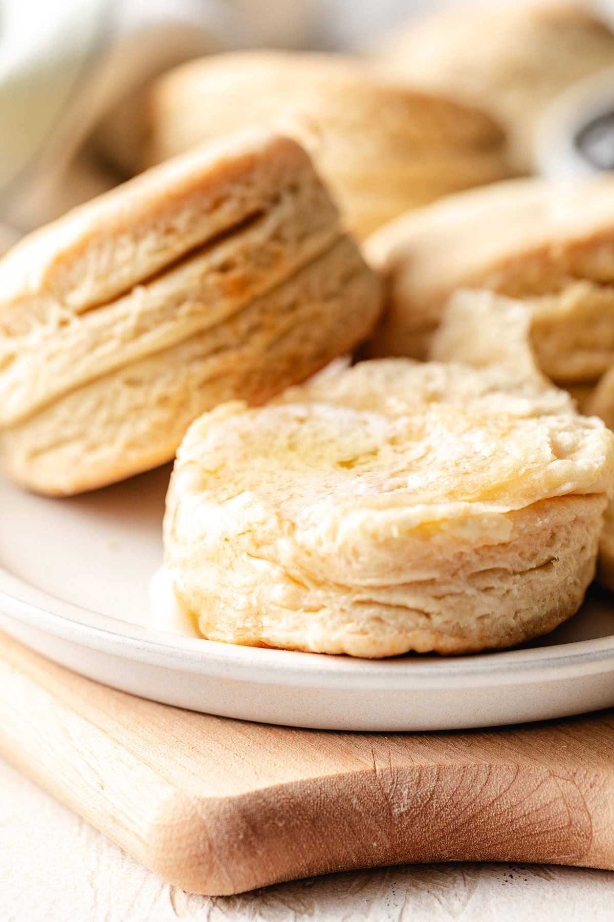 Buttermilk biscuits on a plate.