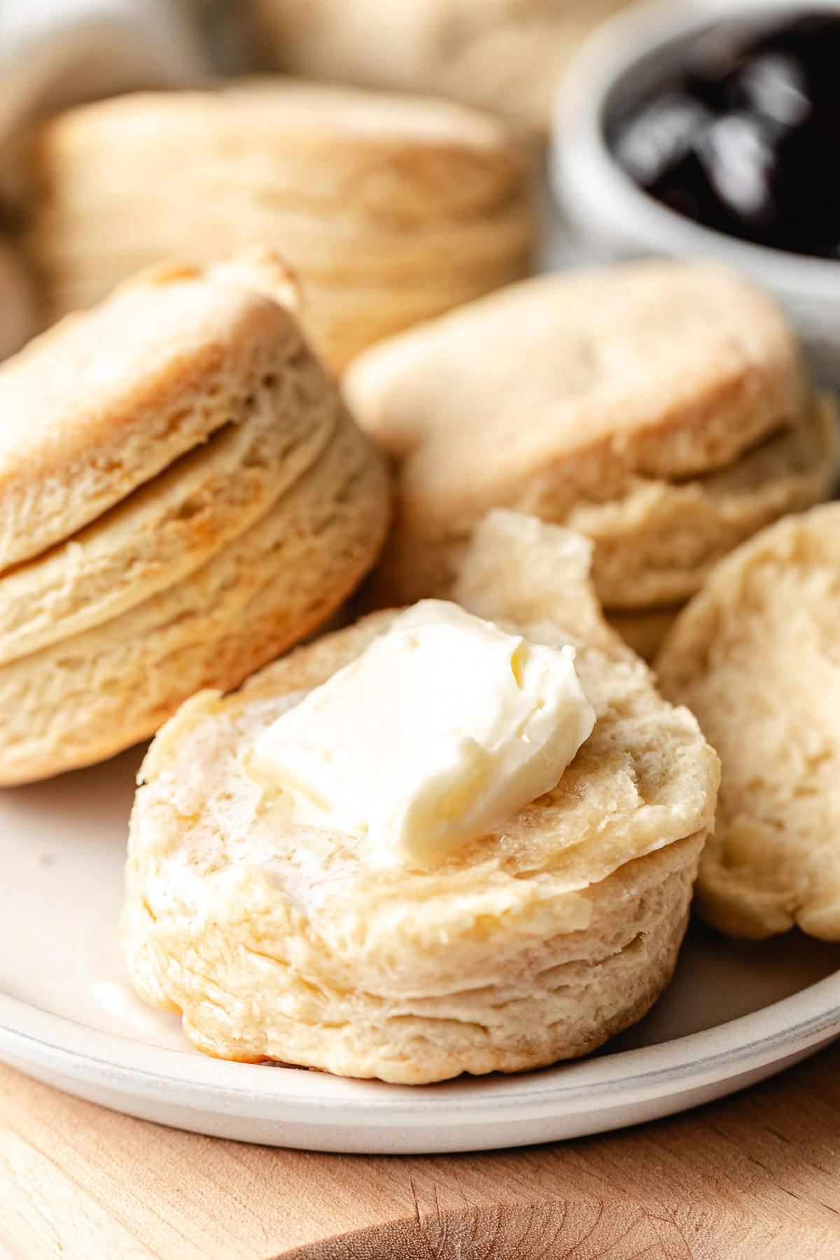 Butter on a homemade biscuit.