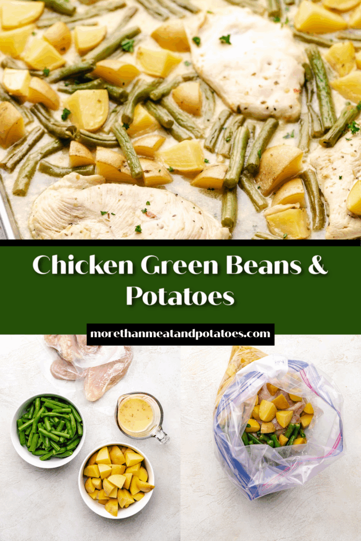 Chicken green beans and potatoes and their ingredients.