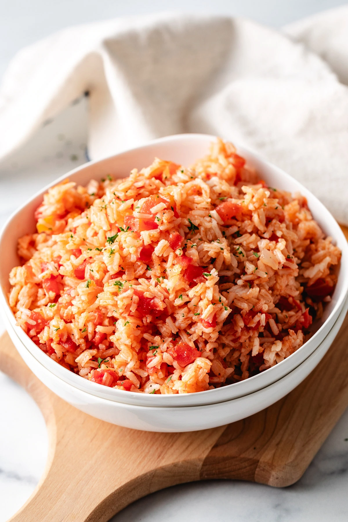 Fluffy southern rice and tomatoes.