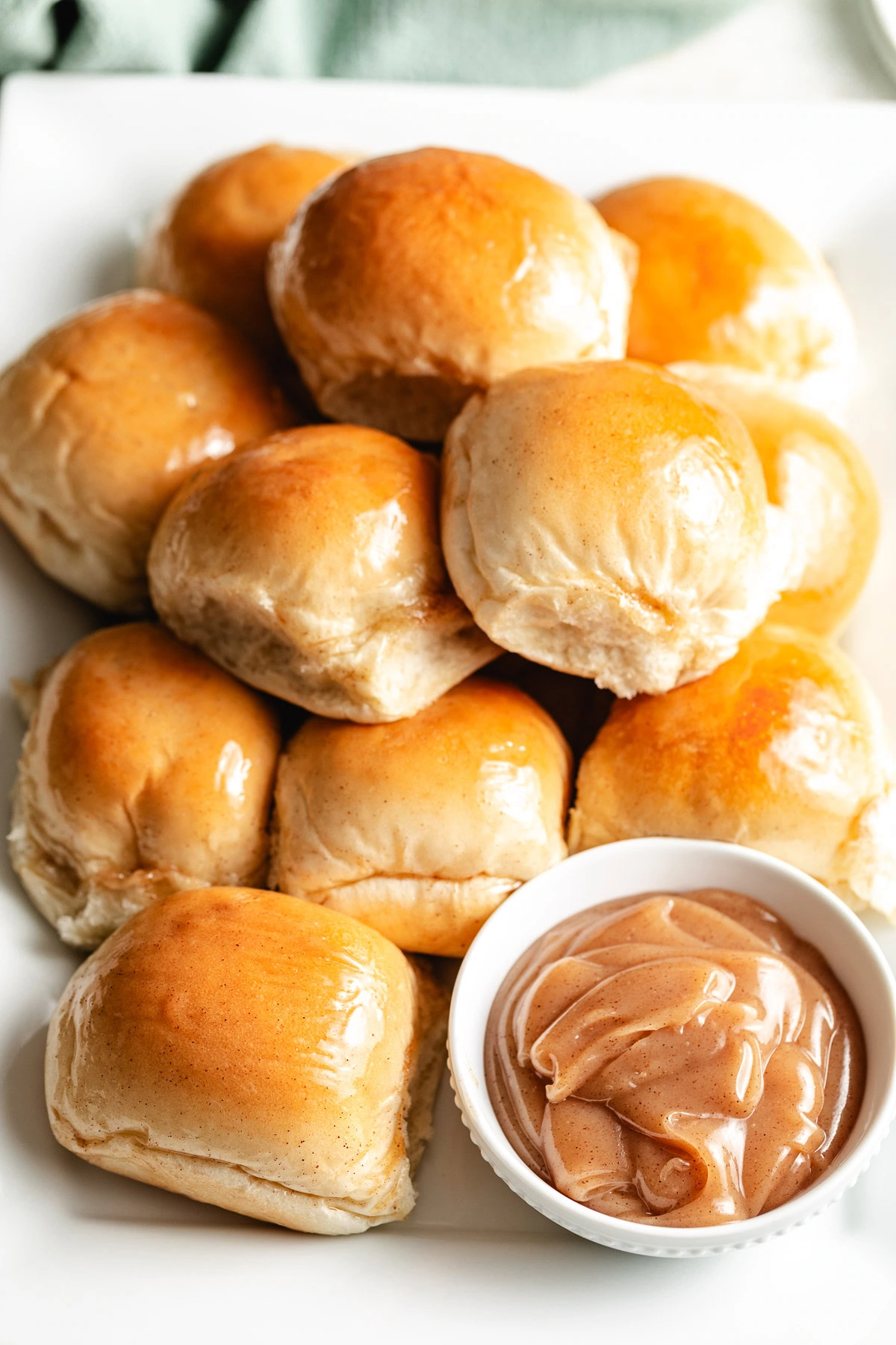 Platter of honey butter rolls.