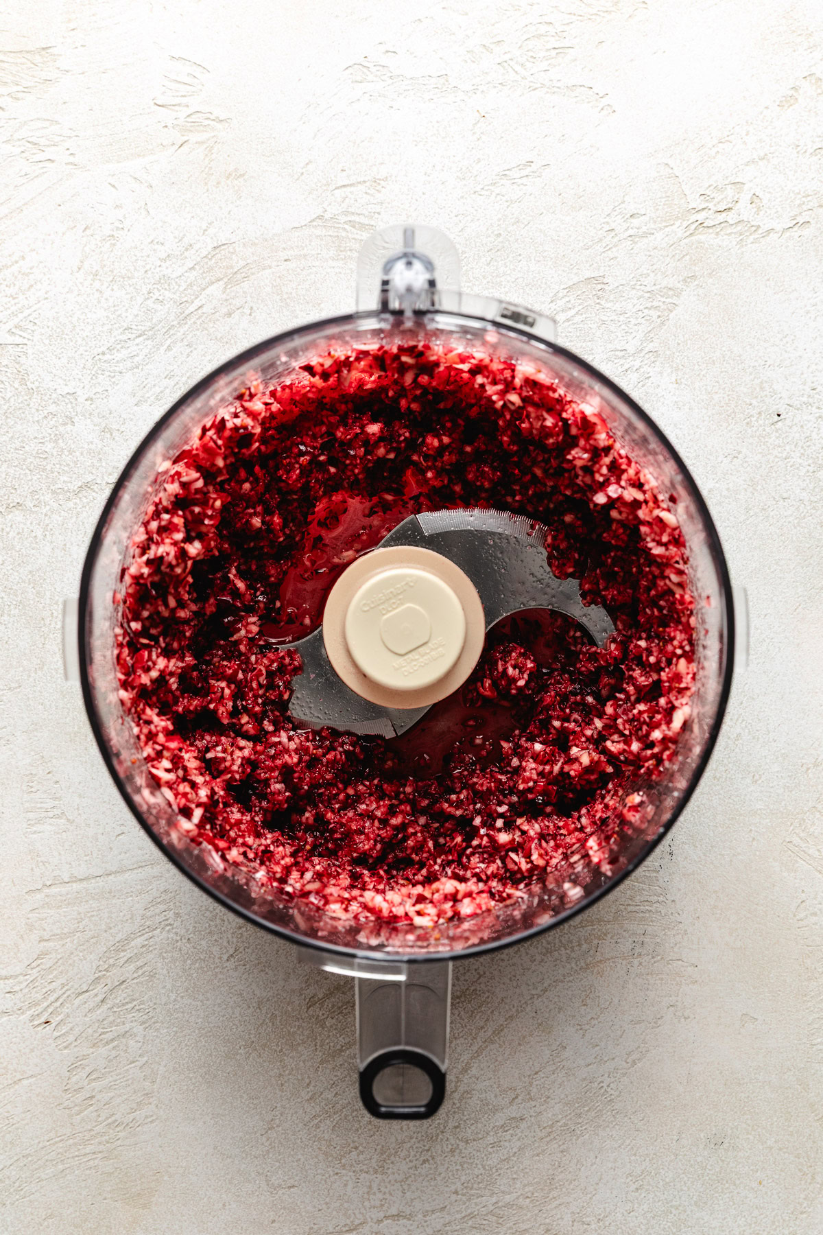 Chopped cranberries with orange juice and sugar.