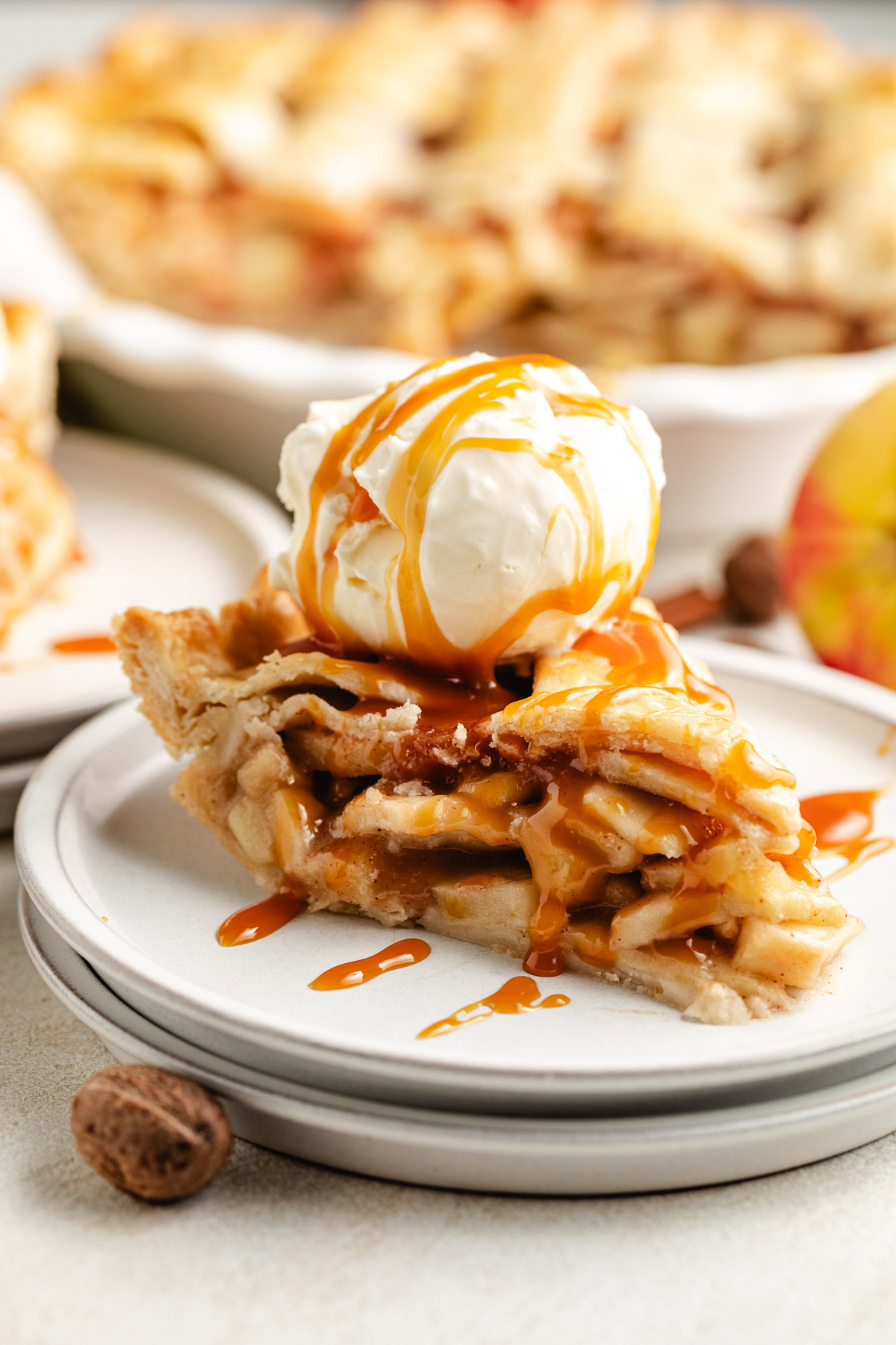 Southern Apple Pie Scoop of ice cream on southern apple pie.
