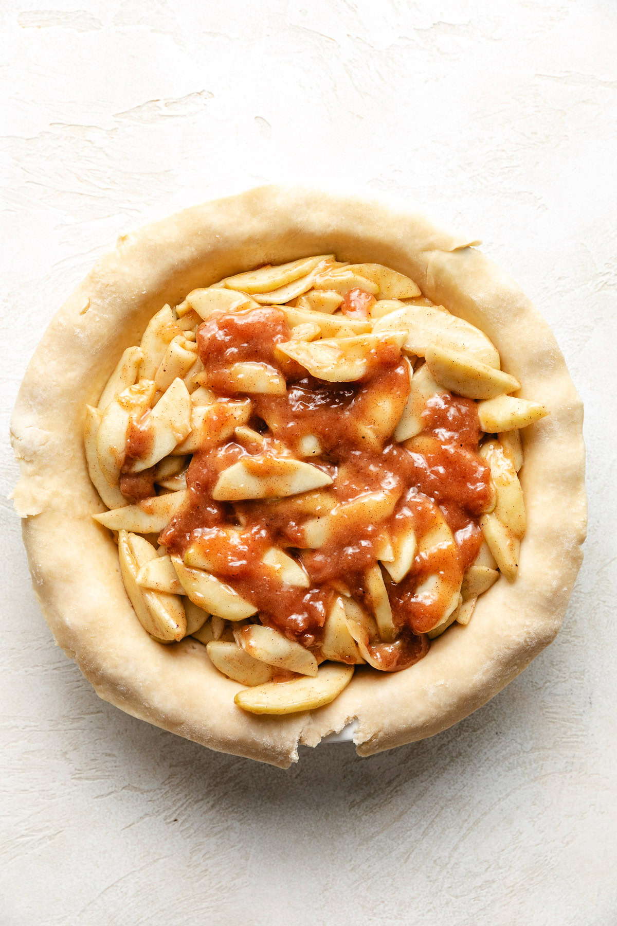 Southern Apple Pie Spiced apples in an unbaked crust.